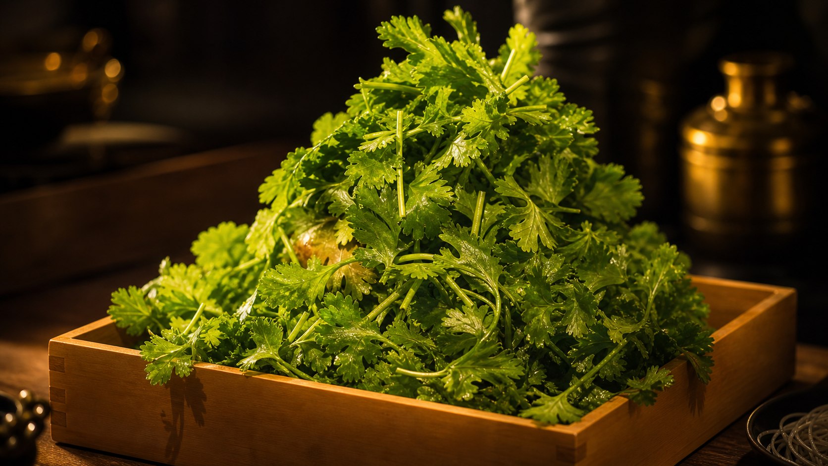山盛りのパクチーときのこ、野菜のGREEN MOUNTAIN